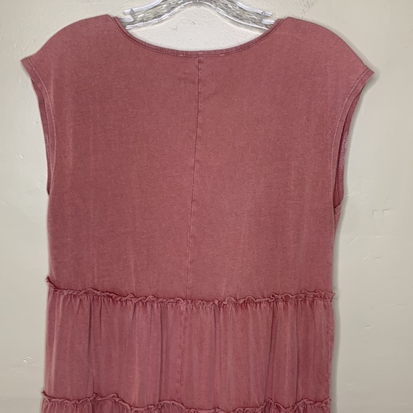 FOR THE REPUBLIC Dress Apricot BOHO COTTON Tiered V-Neck (READ DESCRIPTION) XS - Picture 4 of 13